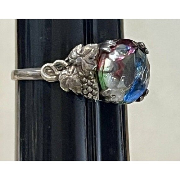 Vintage Sterling Silver Mystic Topaz Ring Sz 8.25 Ornate Fancy Sparkle - Picture 5 of 7